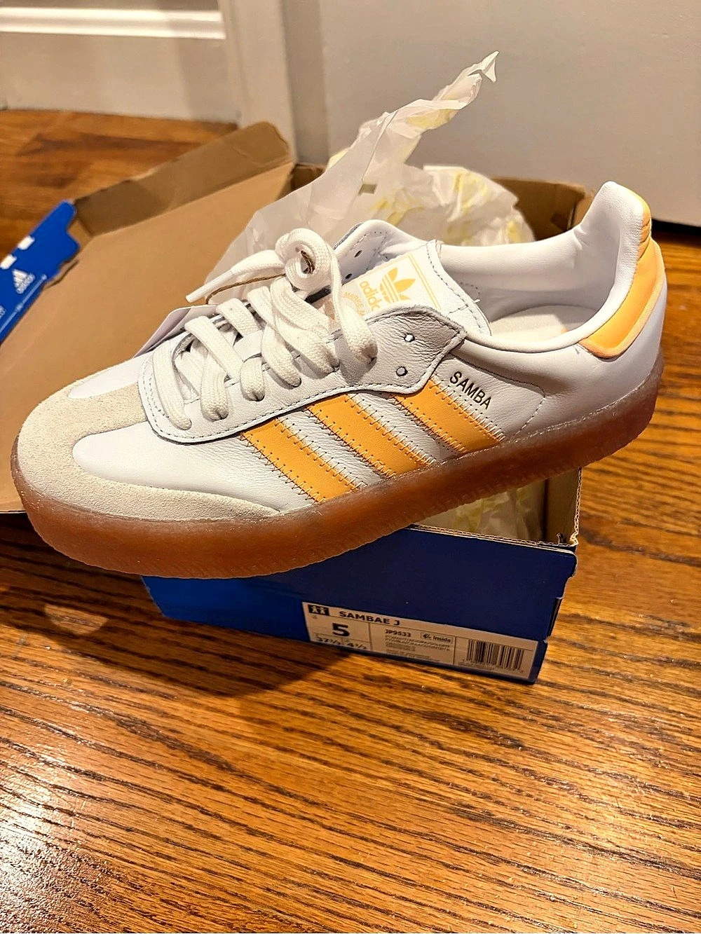 adidas Sambae J Sneakers White & Orange US 5Y/6W